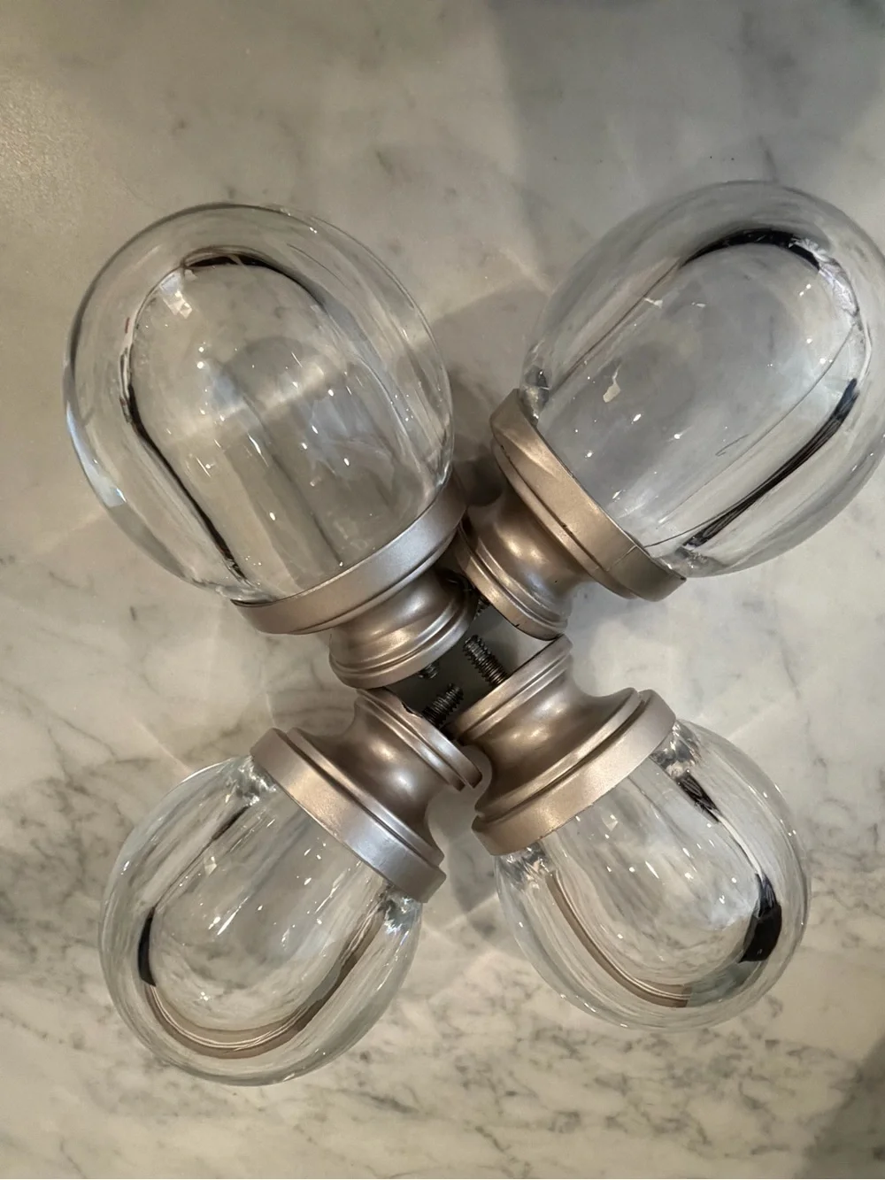 Set of 4 acrylic clear ball finials for curtain rods Amazon basics nickle glass